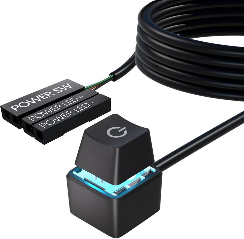 Oddtone PC Power Button, Desktop External Led Power Switch On/Off, 65 inch External PC Start Button Computer Case for Computer Motherboard - Image 1