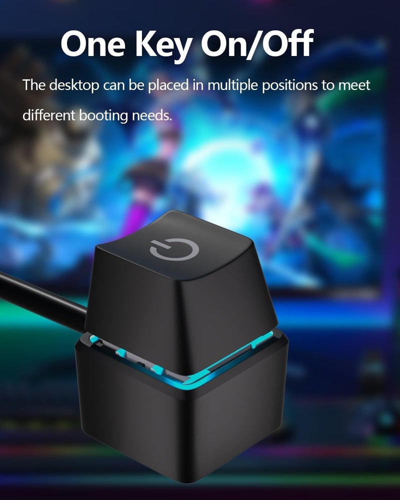 Oddtone PC Power Button, Desktop External Led Power Switch On/Off, 65 inch External PC Start Button Computer Case for Computer Motherboard - Image 3