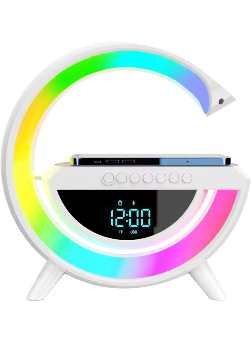 مصباح مكتبي ذكي ليد مع مكبر صوت بلوتوث و راديو مصباح مزود بوظائف تغيير الألوان وعداد الوقت ومنبه  كإضاءة بجانب السرير في المنزل - Image 1