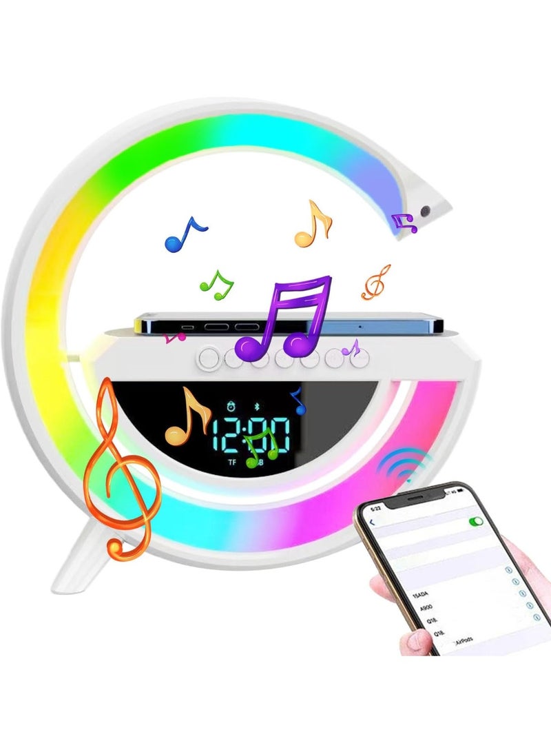 مصباح مكتبي ذكي ليد مع مكبر صوت بلوتوث و راديو مصباح مزود بوظائف تغيير الألوان وعداد الوقت ومنبه  كإضاءة بجانب السرير في المنزل - Image 2