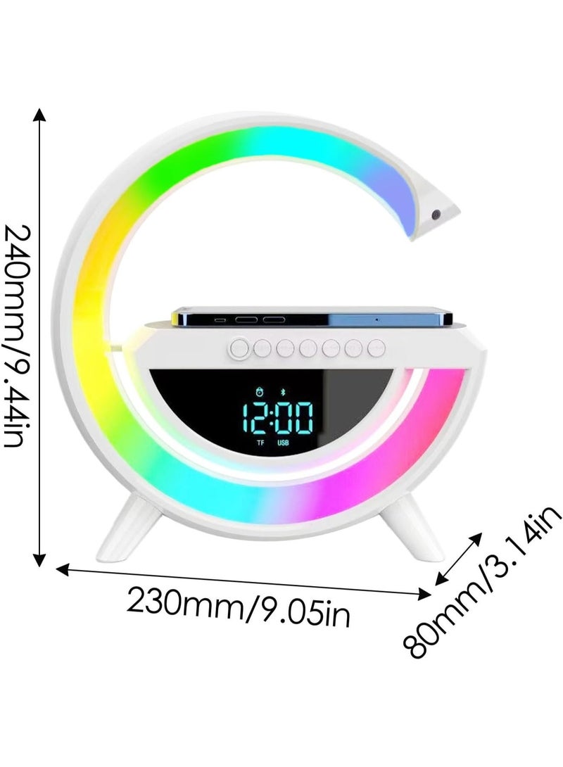 مصباح مكتبي ذكي ليد مع مكبر صوت بلوتوث و راديو مصباح مزود بوظائف تغيير الألوان وعداد الوقت ومنبه  كإضاءة بجانب السرير في المنزل - Image 3