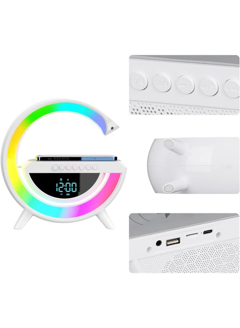 مصباح مكتبي ذكي ليد مع مكبر صوت بلوتوث و راديو مصباح مزود بوظائف تغيير الألوان وعداد الوقت ومنبه  كإضاءة بجانب السرير في المنزل - Image 4
