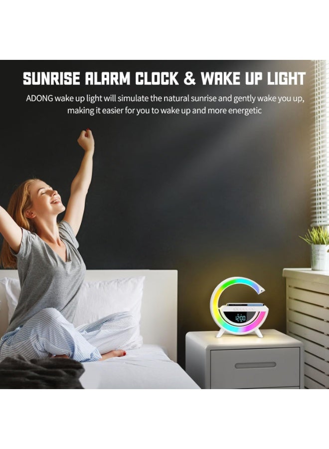 مصباح مكتبي ذكي ليد مع مكبر صوت بلوتوث و راديو مصباح مزود بوظائف تغيير الألوان وعداد الوقت ومنبه  كإضاءة بجانب السرير في المنزل - Image 5
