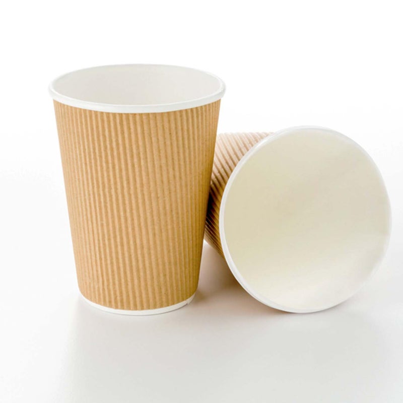 Restaurantware 500CT Disposable Kraft 12OZ Hot Beverage Cups with Ripple Wall Design No Need for Sleeves  Perfect for Cafes  EcoFriendly Recyclable Paper  Insulated  Wholesale Takeout Coffee Cup 