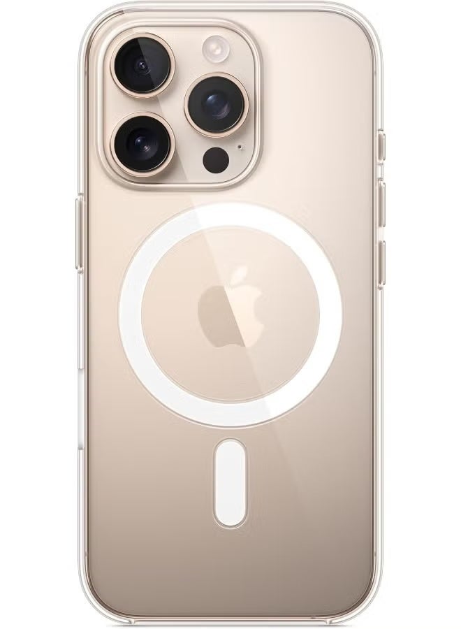 جراب شفاف لهاتف iPhone 16 Pro مزود بخاصية MagSafe - غطاء خلفي مغناطيسي شفاف مقاوم للصدمات مع حماية من الاصفرار وتصميم نحيف وخفيف الوزن - Image 2