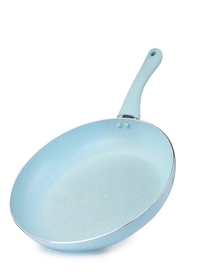 Wilson Oak Frying Pan Nonstick Induction - Flat Bottom, Cast Aluminum Stir Fry Pan with Marble Coating and Soft touch handle for Gas, Electric, Induction & Ceramic Stove - Dia 28cm - Blue - Image 1