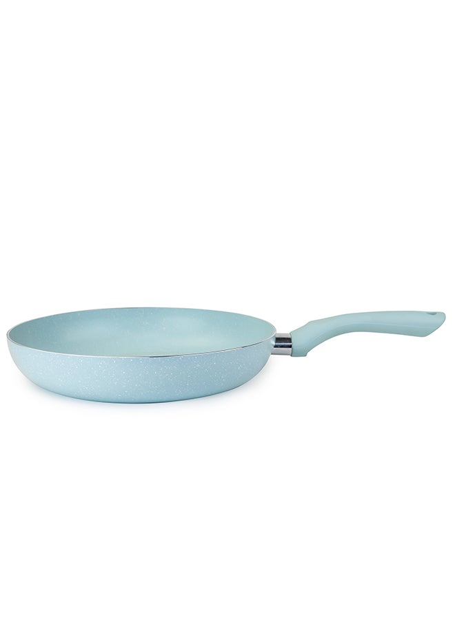 Wilson Oak Frying Pan Nonstick Induction - Flat Bottom, Cast Aluminum Stir Fry Pan with Marble Coating and Soft touch handle for Gas, Electric, Induction & Ceramic Stove - Dia 28cm - Blue - Image 2