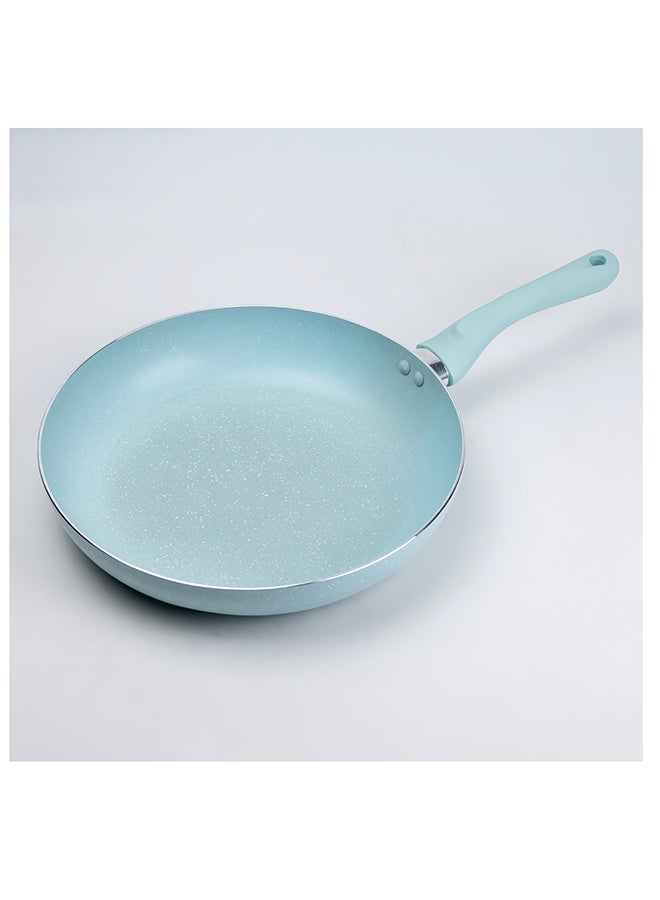 Wilson Oak Frying Pan Nonstick Induction - Flat Bottom, Cast Aluminum Stir Fry Pan with Marble Coating and Soft touch handle for Gas, Electric, Induction & Ceramic Stove - Dia 28cm - Blue - Image 3