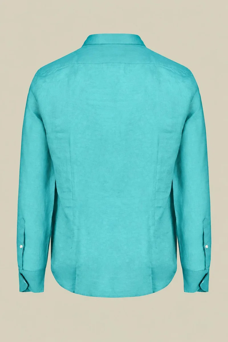 Doppelganger Blue Men's 100% Linen Button-Down Shirt - Aquamarine for Men | Best Price UAE
