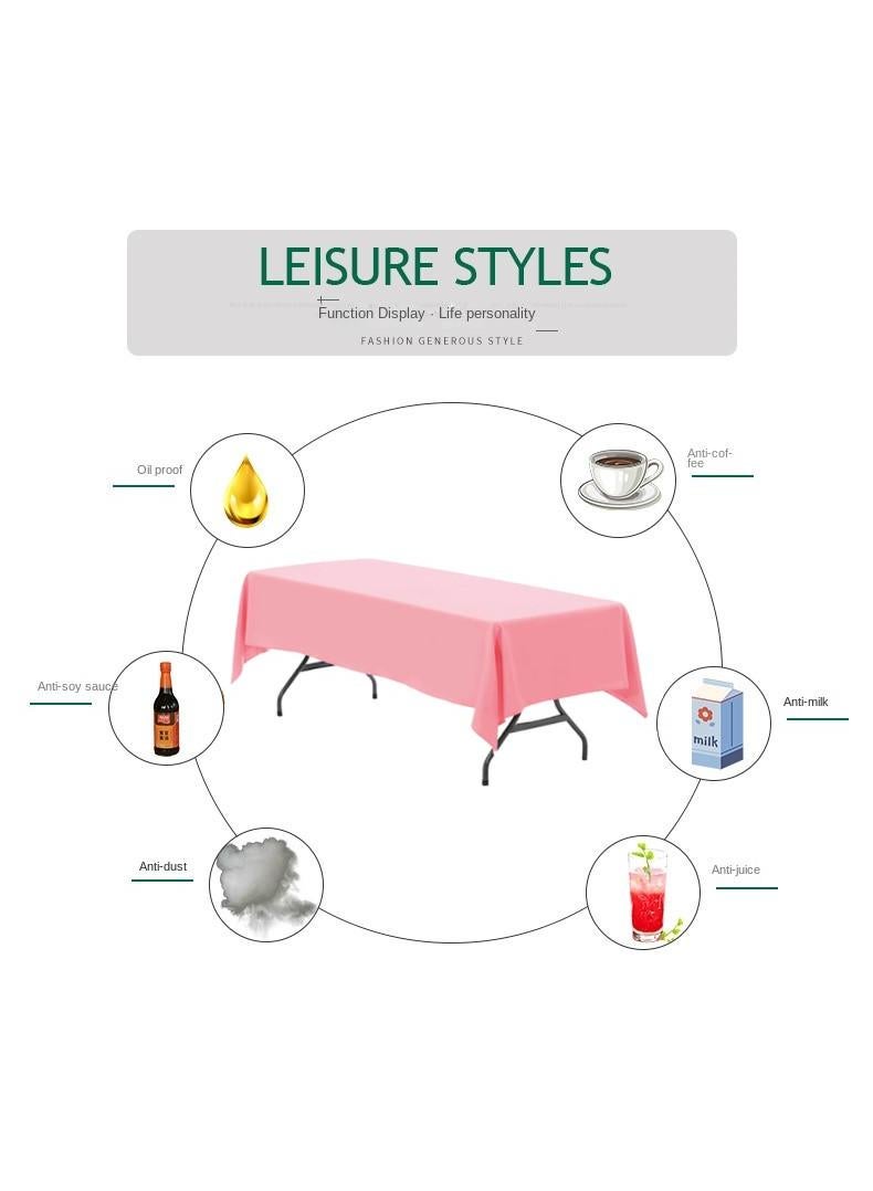 Bluejw 1-Piece Solid Pattern Table Cloth Pink - Image 2