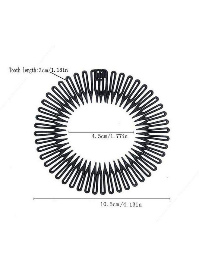 Suoirblss 8Pcs Women Lady Plastic Flexible Interlocking Banana Clip And Stretch Flexible Plastic Full Circle Hair Comb Headband Hair Hoop Hair Clip Spring Head Band With Deep Teeth - Image 3
