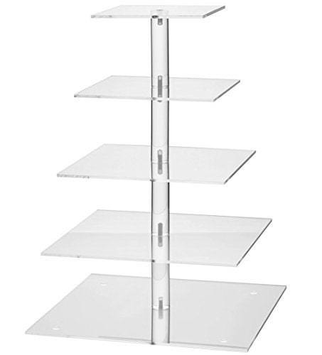 YestBuy 5 Tier Square Acrylic Cupcake Tree Tower Display Stand Display for Pastry Wedding Birthday Party