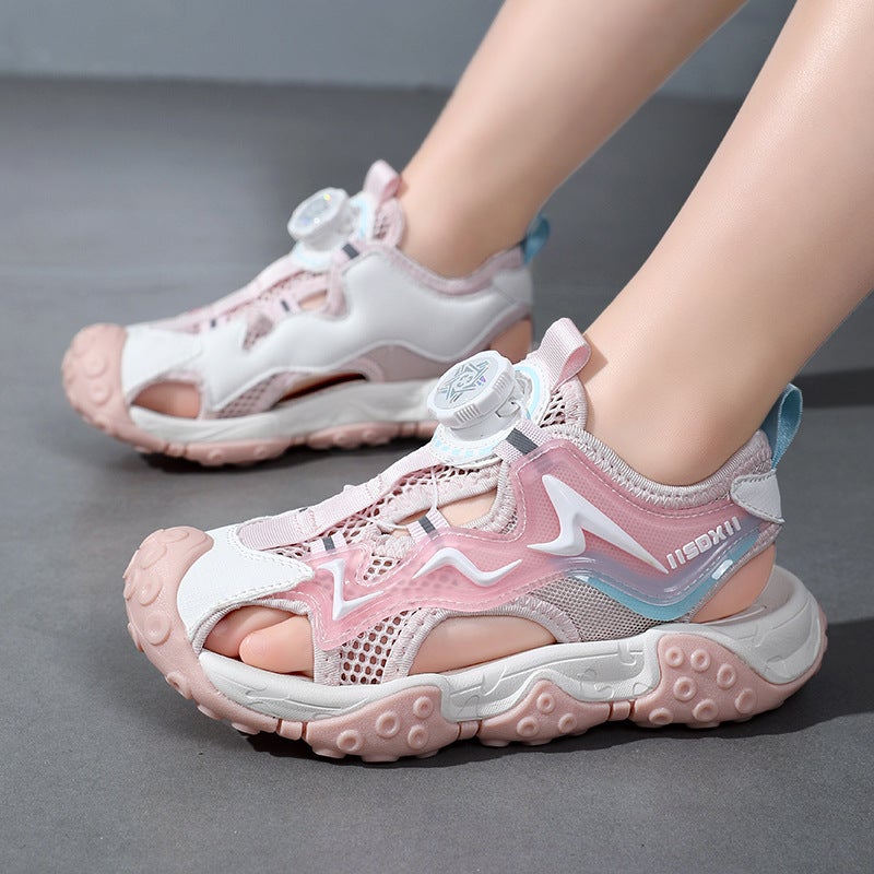 Sale Boys Shoes 2024 Button Soft Bottom Boys Baotou Sandals Big Children Beach Shoes - Image 3