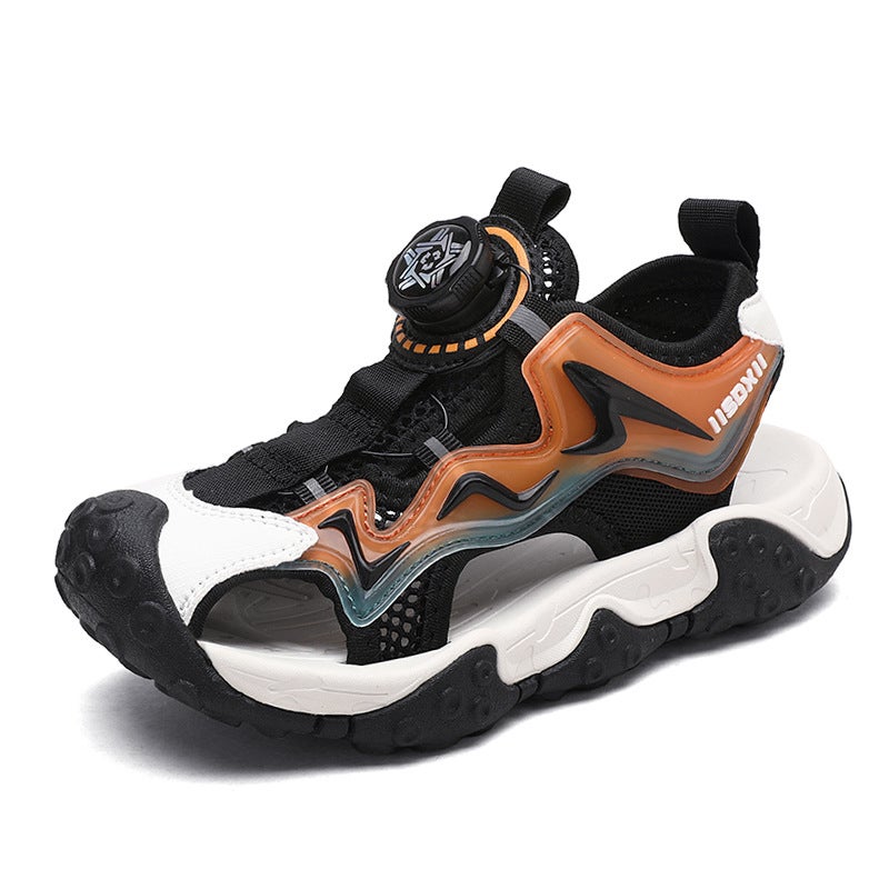 Sale Boys Shoes 2024 Button Soft Bottom Boys Baotou Sandals Big Children Beach Shoes - Image 5