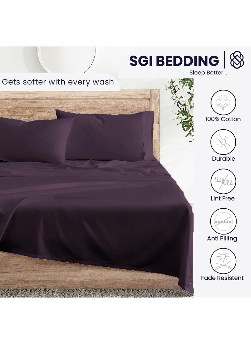 SGI bedding SGI bedding 600 Thread Count 4 Piece 100% Egyptian Cotton Full Size Sheets Set  15"" Deep Pocket Sheet Set  Premium  Breathable  Soft and Hotel-Quality Luxury Sheets - Plum  - Image 4