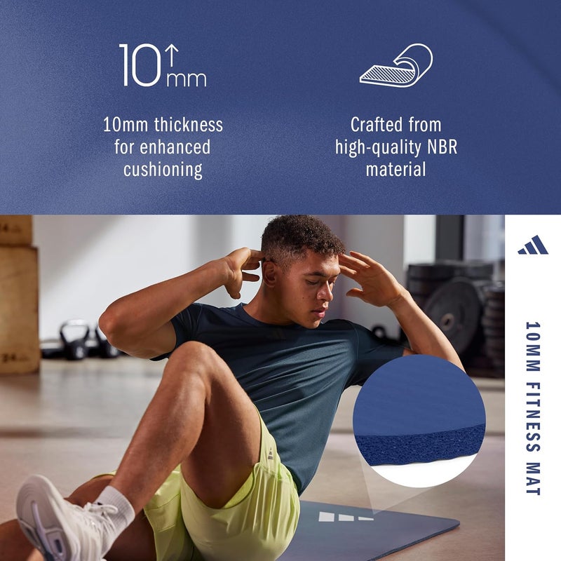 adidas Fitness Mat - 10mm Thick - Blue - Image 3