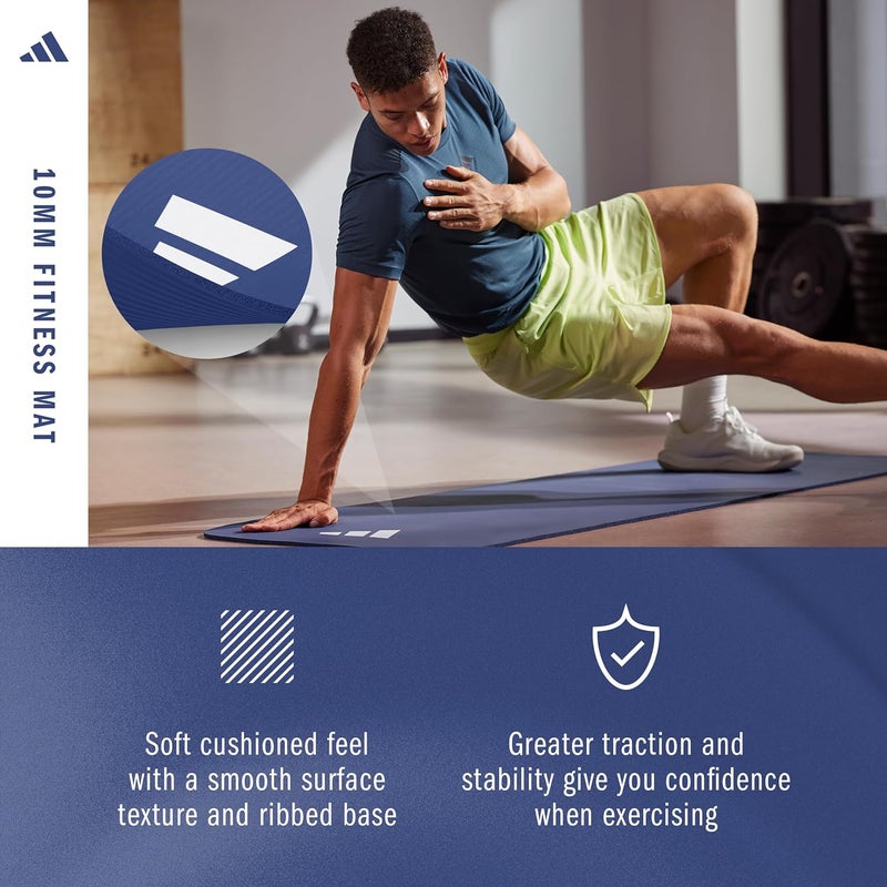 adidas Fitness Mat - 10mm Thick - Blue - Image 4