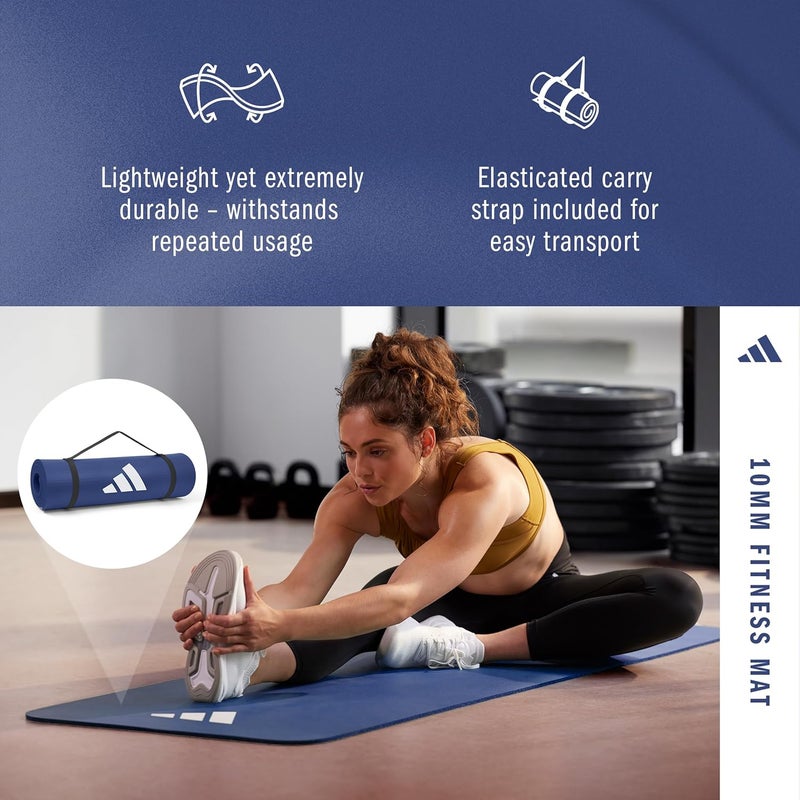 adidas Fitness Mat - 10mm Thick - Blue - Image 5