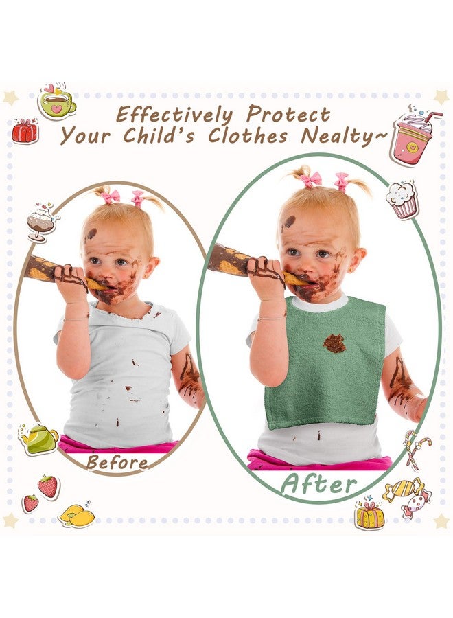 Foaincore Foaincore 3 Pieces Full Coverage Toddler Bibs Pullover Baby Bibs Absorbent Cotton Terry Towel Toddler Bibs (Stylish Colors)  - Image 4