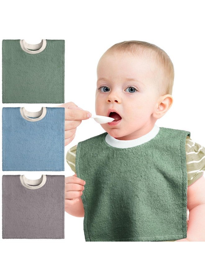 Foaincore Foaincore 3 Pieces Full Coverage Toddler Bibs Pullover Baby Bibs Absorbent Cotton Terry Towel Toddler Bibs (Stylish Colors)  - Image 2