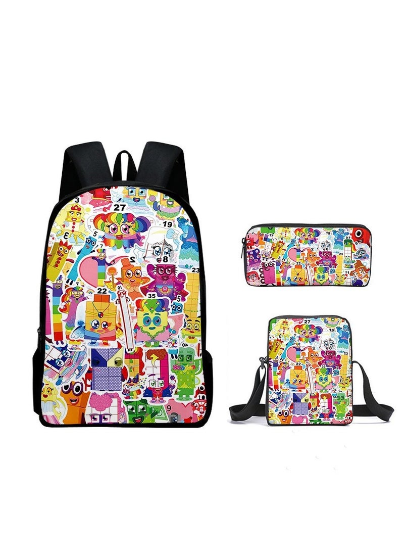 JURASSIC WORLD Student large capacity backpack cartoon backpack shoulder bag shoulder bag pencil case three piece set  - Image 1