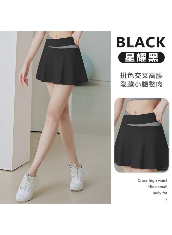 Women Tennis Skirts Sport Golf Ruffled Skirt Fake Two Pieces Fitness Crossover High Waist Breathable Dance Yoga Skort - Image 1
