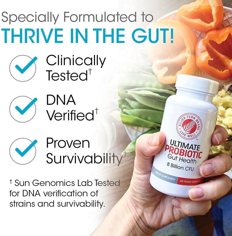 Silver Fern Brand Ultimate Probiotic  Probiotics for Women  Men  8 Billion CFU SporeForming Gut Health Supplement  DNA Verified Vegan ShelfStable High Survivability  60 Capsules - Image 5