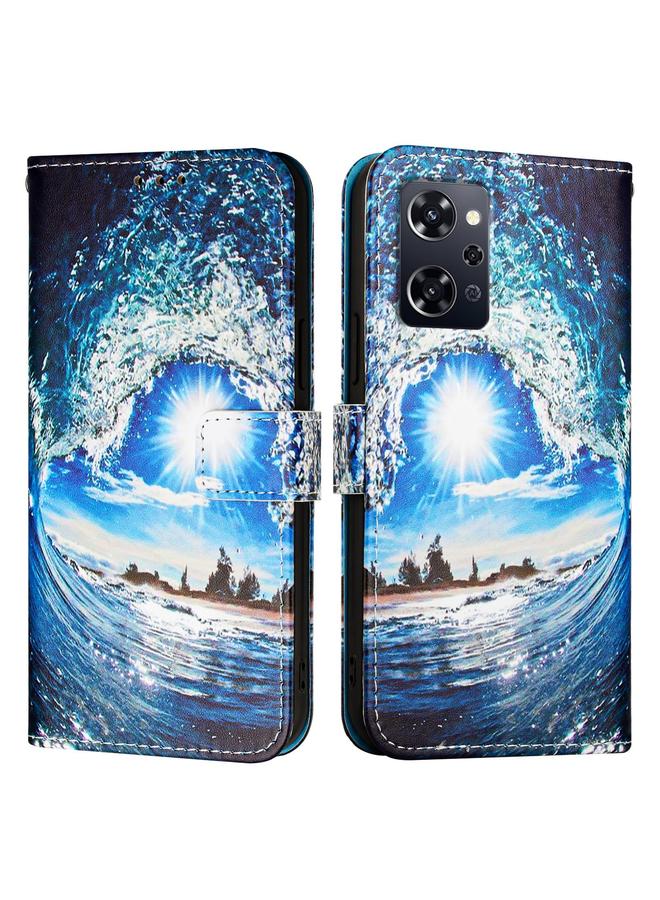 اس-توب جراب لهاتف OPPO Reno9 A إصدار JP، جراب هاتف من الجلد المنسوج البسيط بنمط رسم ملون - Image 1