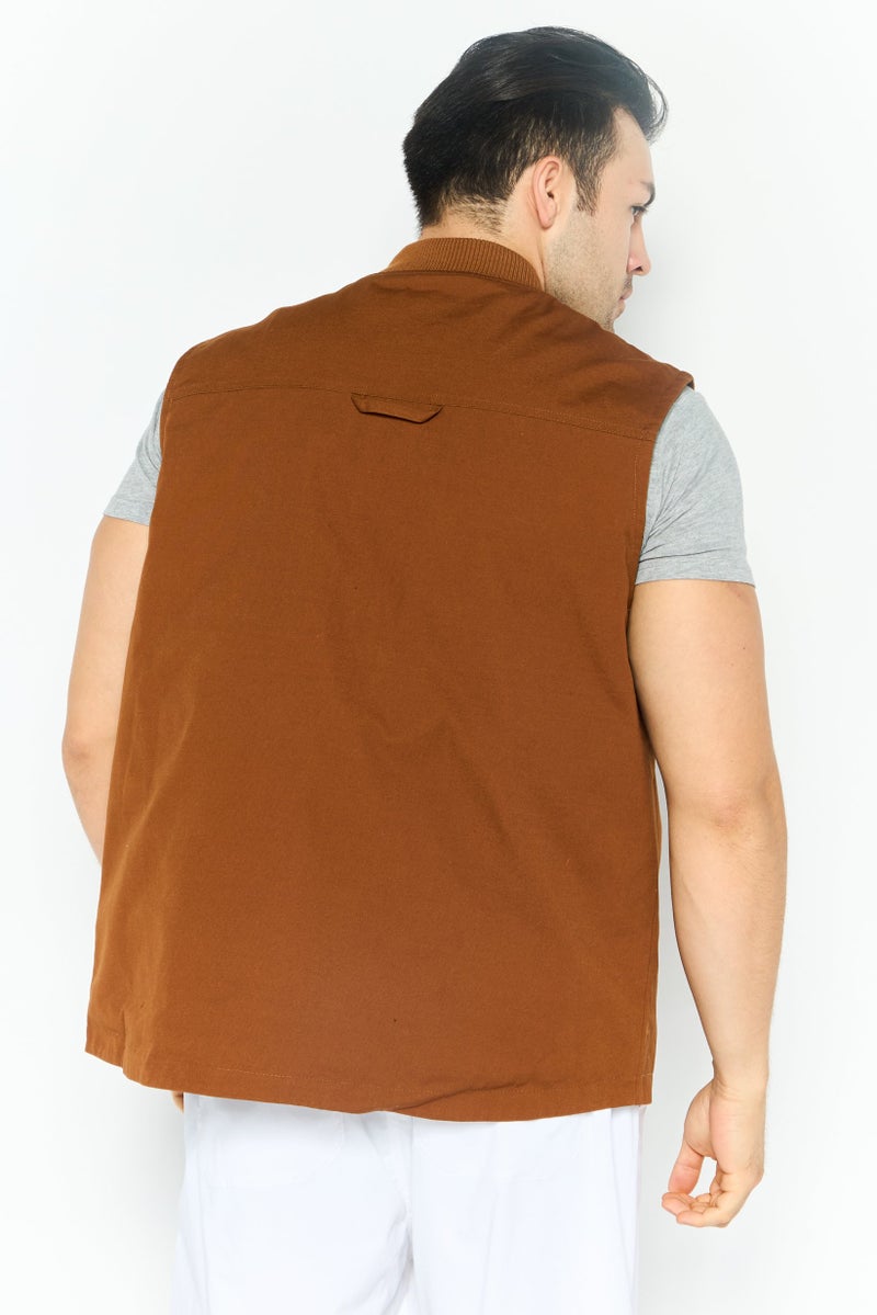 Hurley Men Sportswear Fit Sleeveless Outdoor Jacket Vest, Brown  - Image 4