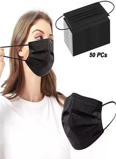 Dada 3 Layer Protective Mask, Disposable Black And White Face Masks, Flat & High Elastic Ear Loops, 50 Pcs/Box  - Image 4