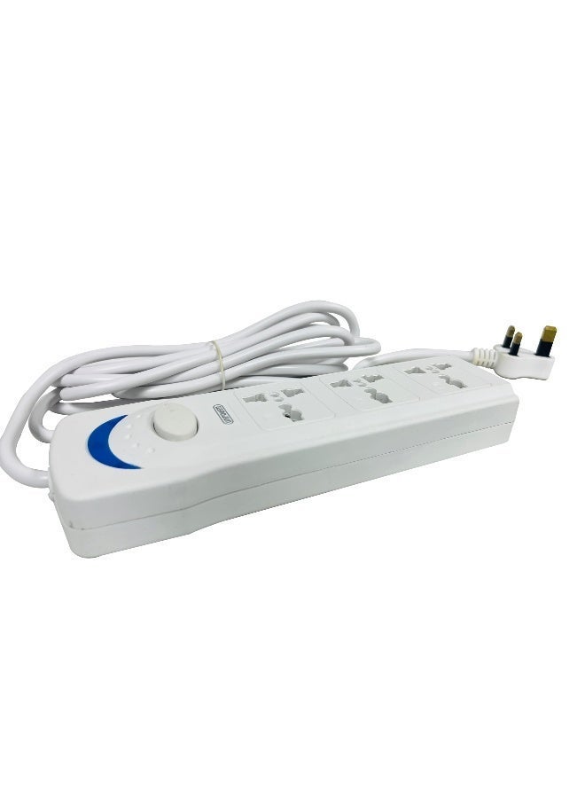 Unipower شرائط الطاقة يوني باور Ex-1242 كابل تمديد مع 3 مآخذ مع مفتاح، محول مقبس عالمي، مقبس شحن مع كابل تمديد بطول 3 متر (أبيض) - Image 5