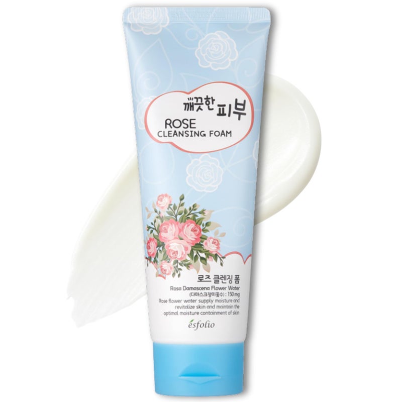 esfolio Rose Cleansing Foam  Gentle Daily Face Cleanser with Soothing Rose Extract for Hydrating and Refreshing Skin Removes Dirt and Excess Oil Suitable for All Skin Types 529 OZ150ML