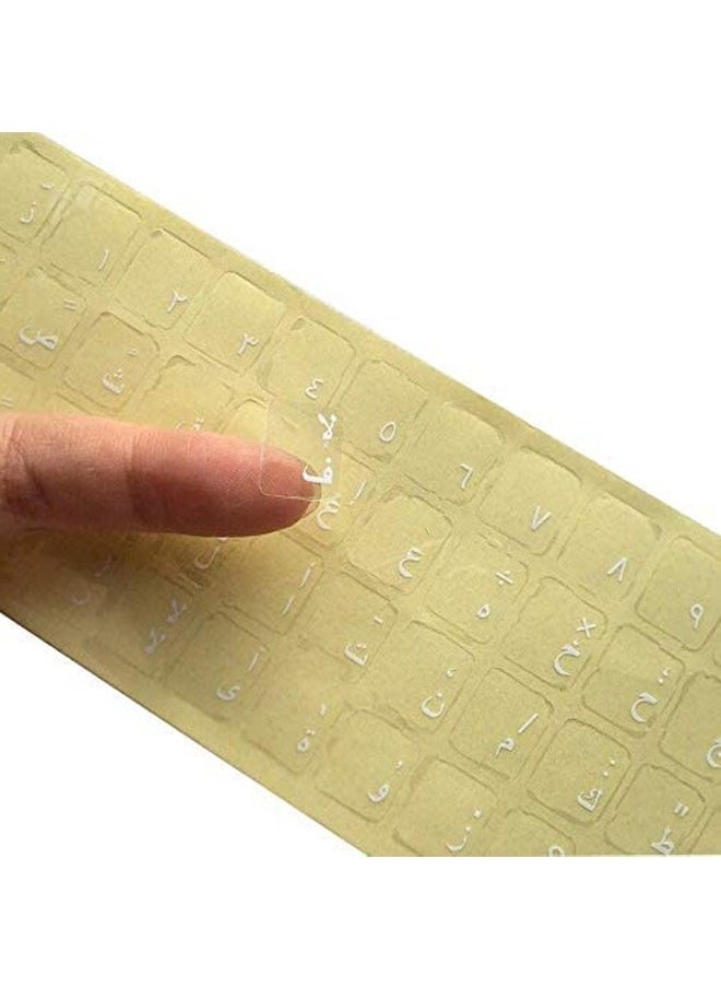 Taimi - Arabic Stickers for Keyboard with White Letters Transparent for Computer Laptop Desktop - Image 1