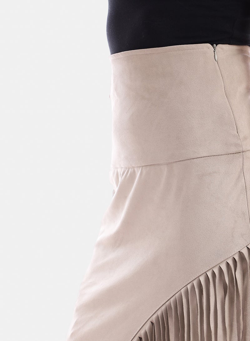belle High Waist Front Slit Skirt With Fringe - Image 2