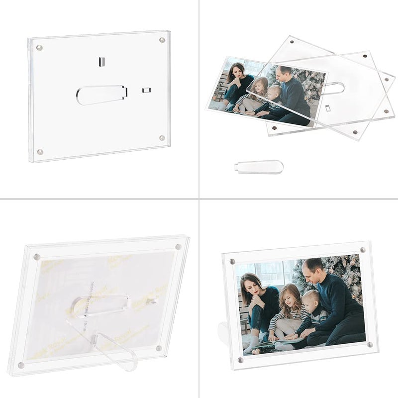 ECOSEAO Minimalist Picture Frame Acrylic Glass Photo Frame with Desktop Display Horizontally or Vertically (5x7inch-3Pack) - Image 3