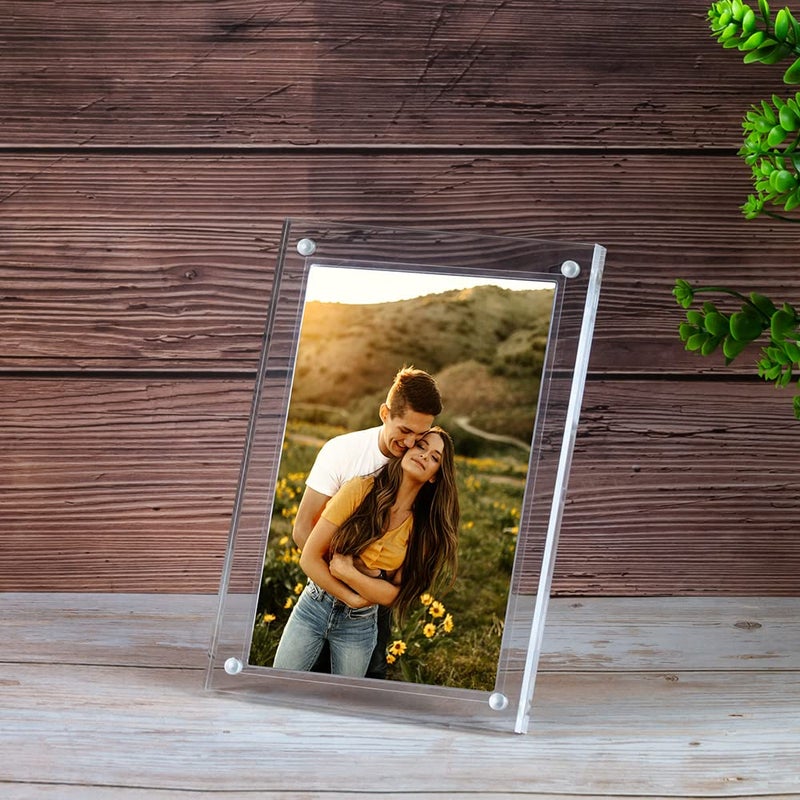 ECOSEAO Minimalist Picture Frame Acrylic Glass Photo Frame with Desktop Display Horizontally or Vertically (5x7inch-3Pack) - Image 4