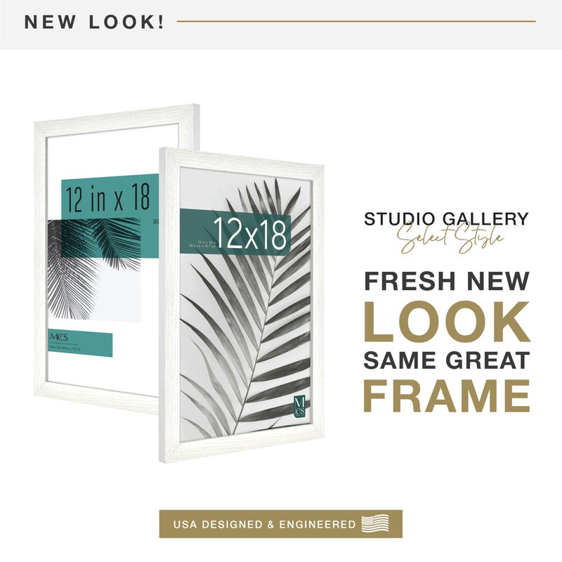 أم سي أس MCS Studio Gallery 12x18 صورة إطار صورة مصورة White Woodgrain Frame للصور الملصقات والمطبوعات الفنية (حزمة) - Image 2