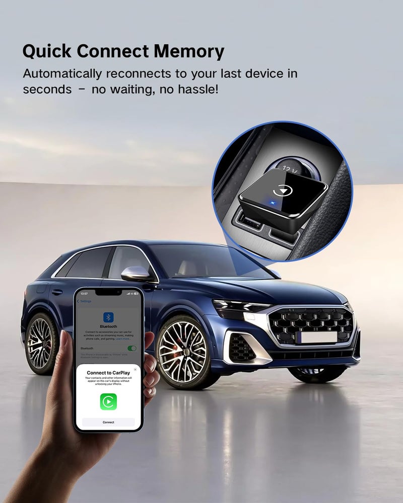 ViaBecs Wireless CarPlay Adapter for iPhone(2025 Upgraded) – Convert Factory Wired to Wireless, Dual-Band 5.8GHz/2.4GHz Wi-Fi, Plug & Play for iOS 10+, No Delay, Auto-Reconnect - Image 4