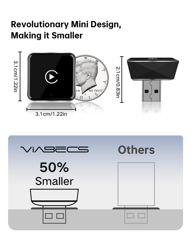 ViaBecs Wireless CarPlay Adapter for iPhone(2025 Upgraded) – Convert Factory Wired to Wireless, Dual-Band 5.8GHz/2.4GHz Wi-Fi, Plug & Play for iOS 10+, No Delay, Auto-Reconnect - Image 2