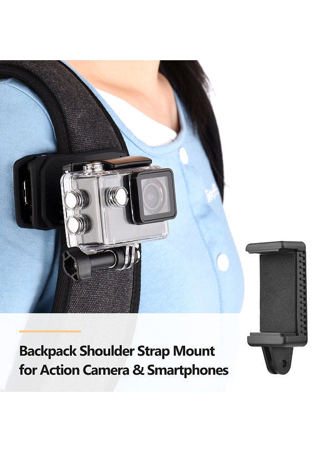 UURIG UURIG Backpack Shoulder Strap Mount Quick Clip Mount with Phone Holder Replacement for GoPro Hero 10/9/8/7 Xiaomi Insta360 Action Camera for iPhone Samsung Huawei Smartphone  - Image 4