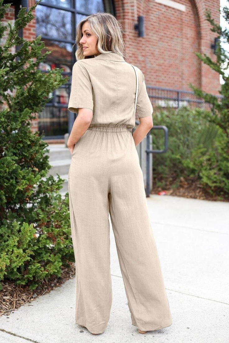Barbora Linen Casual Jumpsuit LN20EKRU7  - Image 2