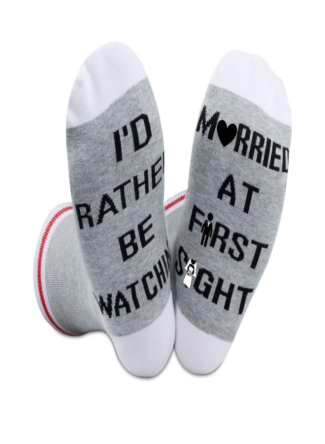 GJTIM 2PAIRS Novelty TV Series Socks I’d Rather Be Watching Reality Show Gift (Married First - Image 1