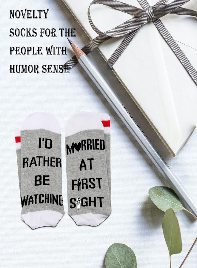 GJTIM 2PAIRS Novelty TV Series Socks I’d Rather Be Watching Reality Show Gift (Married First - Image 4