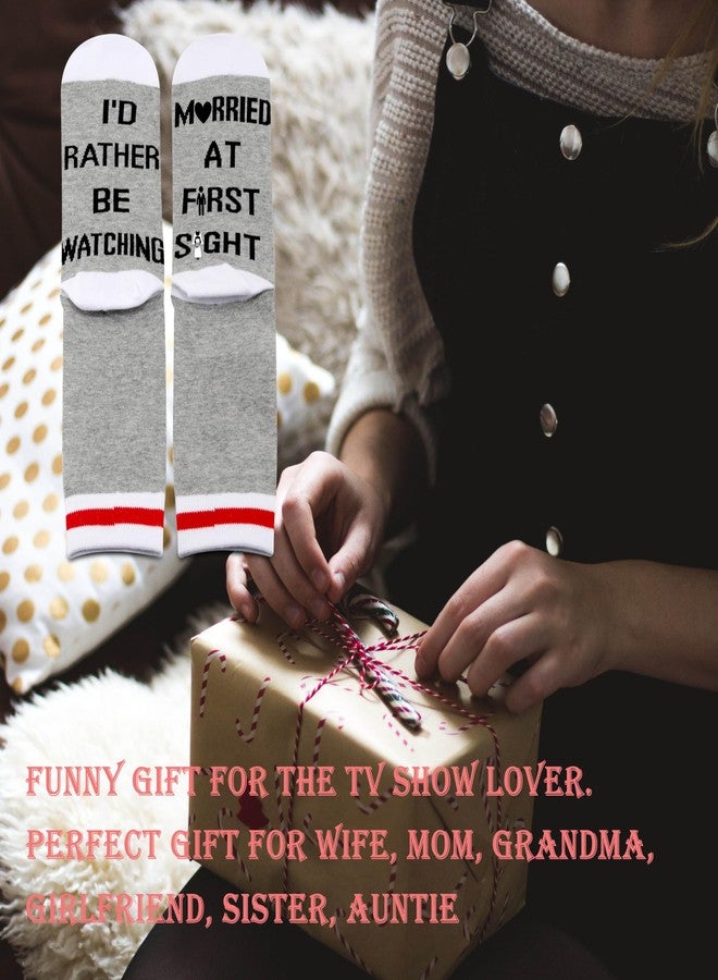 GJTIM 2PAIRS Novelty TV Series Socks I’d Rather Be Watching Reality Show Gift (Married First - Image 5