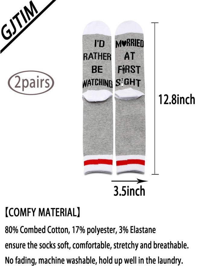 GJTIM 2PAIRS Novelty TV Series Socks I’d Rather Be Watching Reality Show Gift (Married First - Image 2