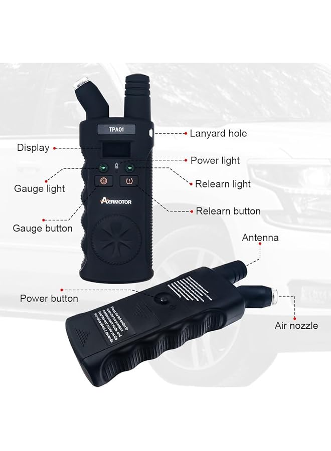 Azonee Tpa01 Tpms Relearn Tool For Gm, Digital Tire Pressure Gauge, 150 Psi, Reset Sensors For Gm Buick, Chevy, Cadillac (Black) - Image 2