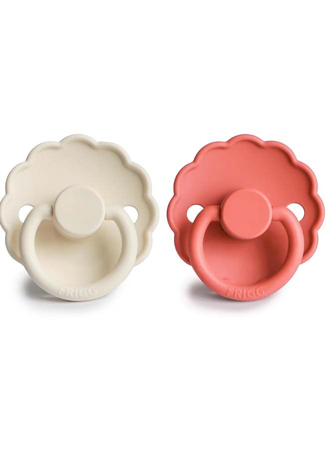 FRIGG Daisy Silicone Baby Pacifier 0-6M 2-Pack Cream/Poppy - Size 1 - Image 2