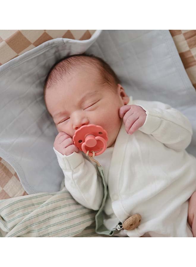 FRIGG Daisy Silicone Baby Pacifier 0-6M 2-Pack Cream/Poppy - Size 1 - Image 5