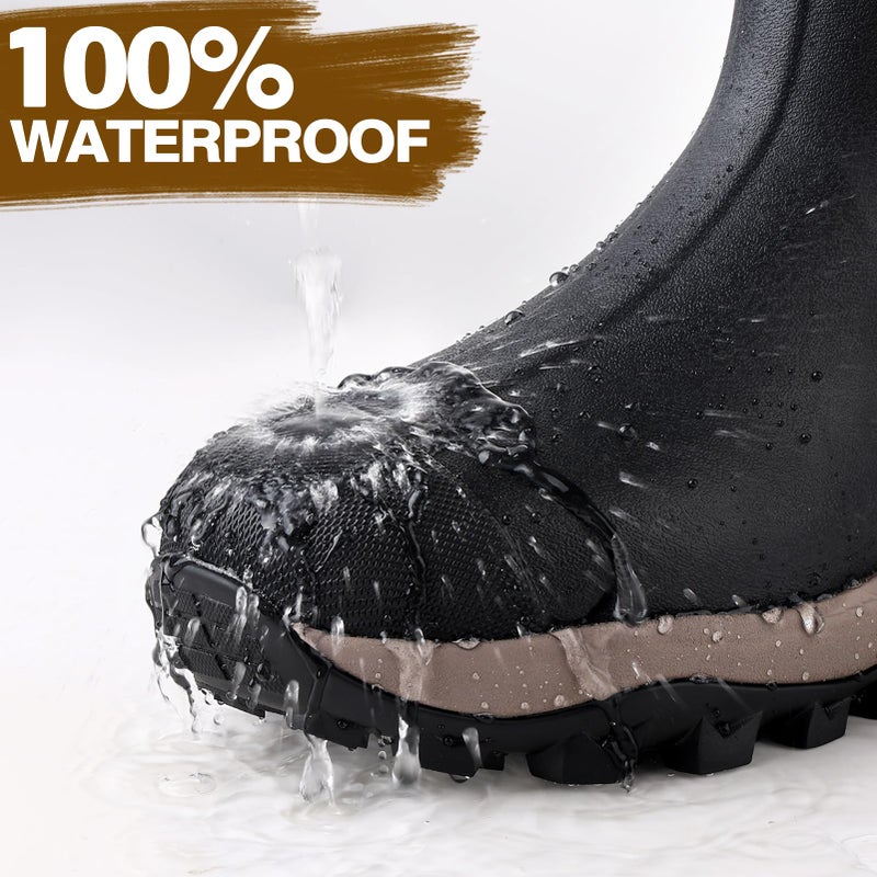 Hunthor Rubber Boots for Women with Steel Shank, Waterproof 6mm Neoprene Rain Boots for Hunting, Outdoor Work Black size 9 - Image 4