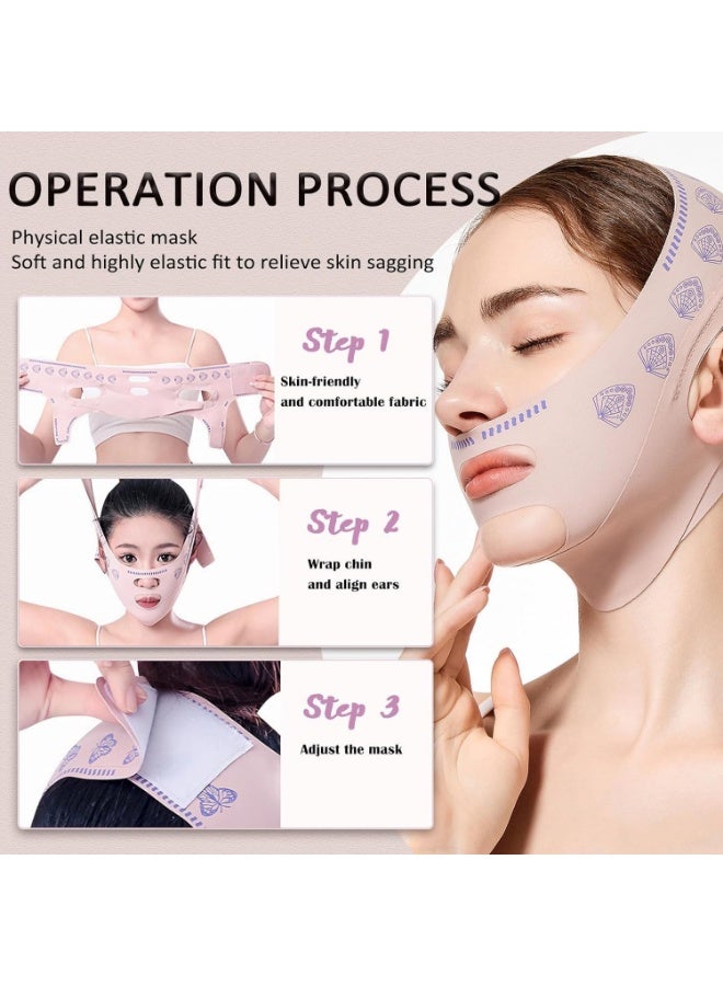 ضمادة النوم لتنحيف الوجه بتصميم حرف V لشد الوجه والاسترخاء وتقليل الذقن المزدوجة والتدليك وتخفيف ترهل الوجه - Image 2